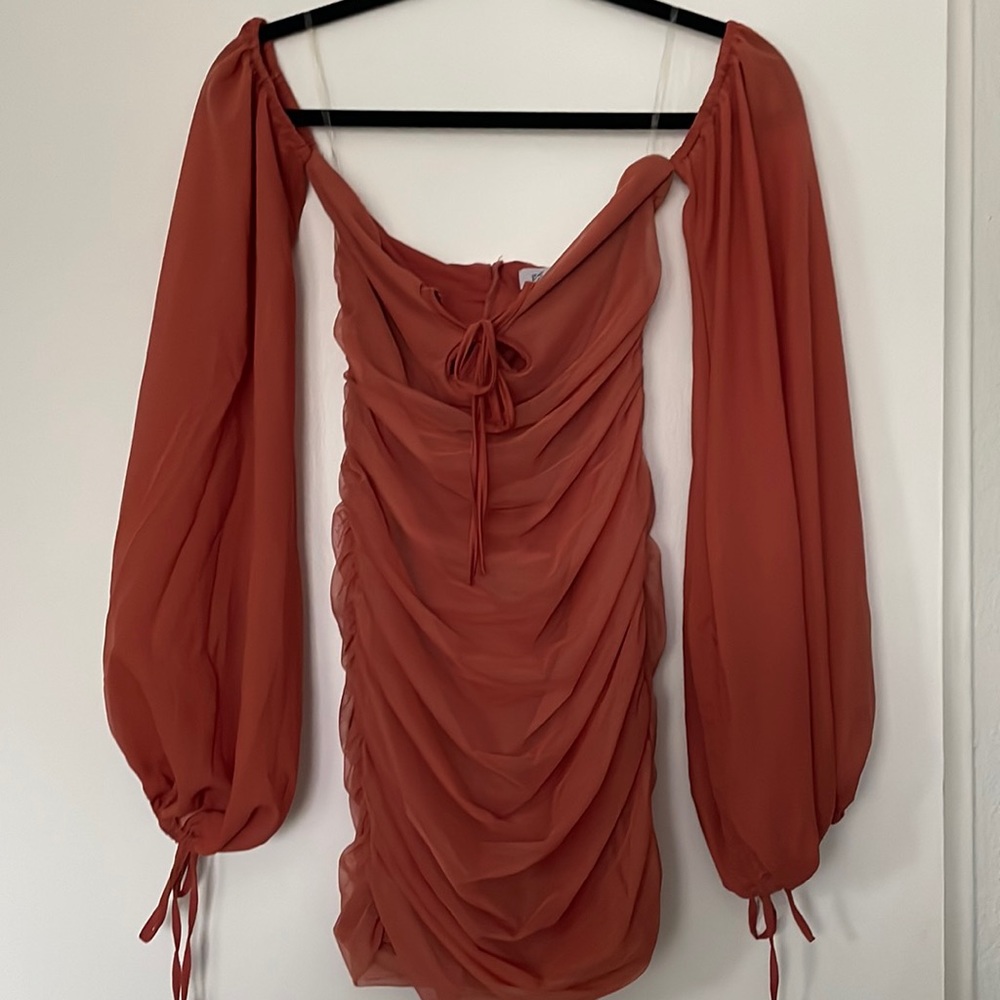 Burnt orange mini dress